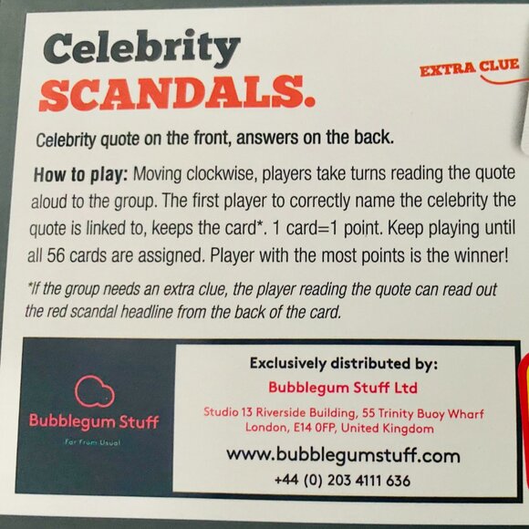 Celebrity Scandals Card Game Outrageous Showbiz Scandals Fun Trivia Pop Culture - Picture 2 of 2